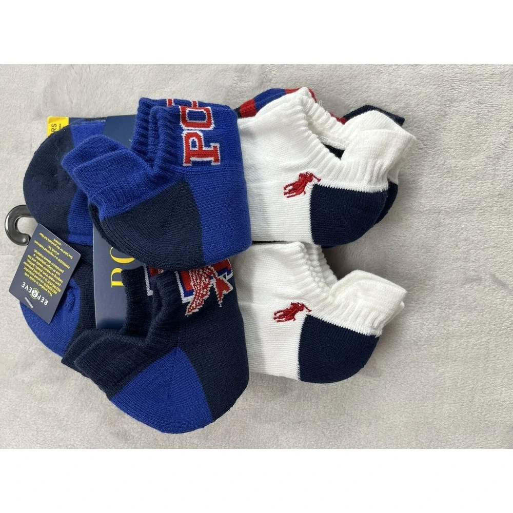 Polo Ralph Lauren 6 Pairs Socks Men 10-13 Multicolor Low Cut Tab Performances